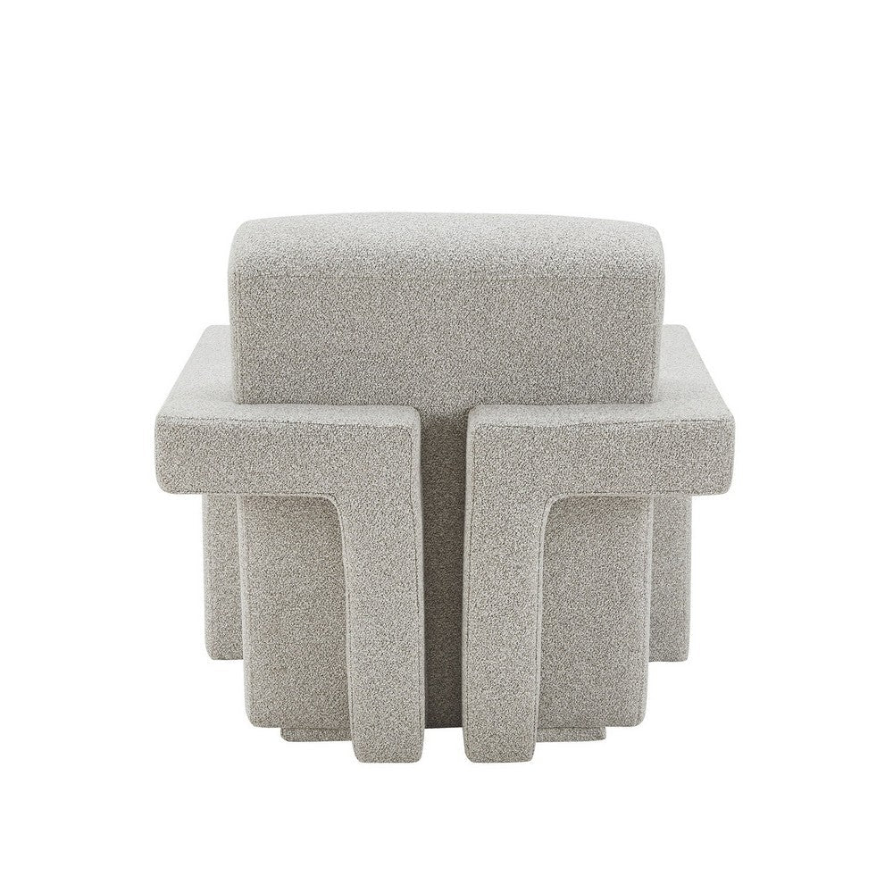 Cid Lily 28 Inch Accent Chair, Light Gray Polyester, Foam Cushions, Wood