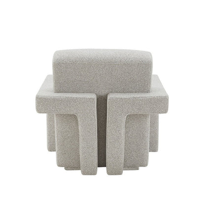 Cid Lily 28 Inch Accent Chair, Light Gray Polyester, Foam Cushions, Wood