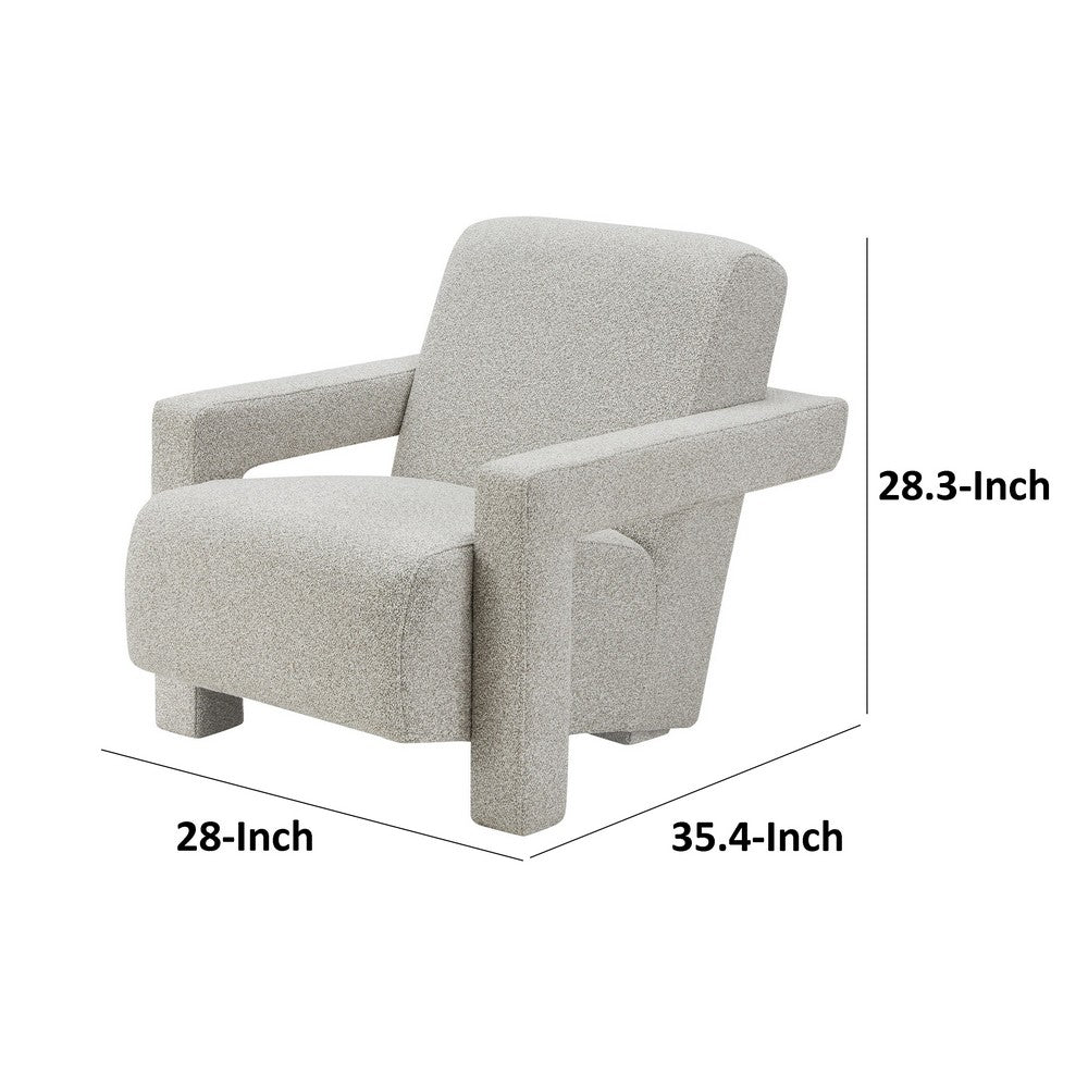Cid Lily 28 Inch Accent Chair, Light Gray Polyester, Foam Cushions, Wood
