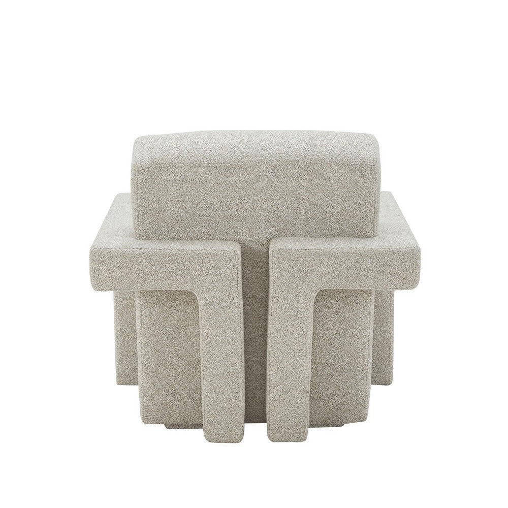 Cid Lily 28 Inch Accent Chair, Foam Cushioned Plush Beige Polyester Fabric