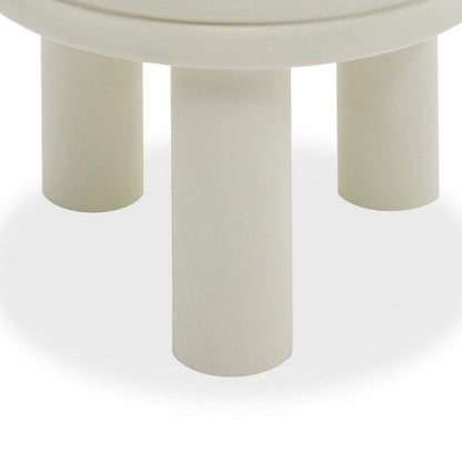 Cid Finley 20 Inch Side End Table, Round Tiered Design, White Gloss Wood
