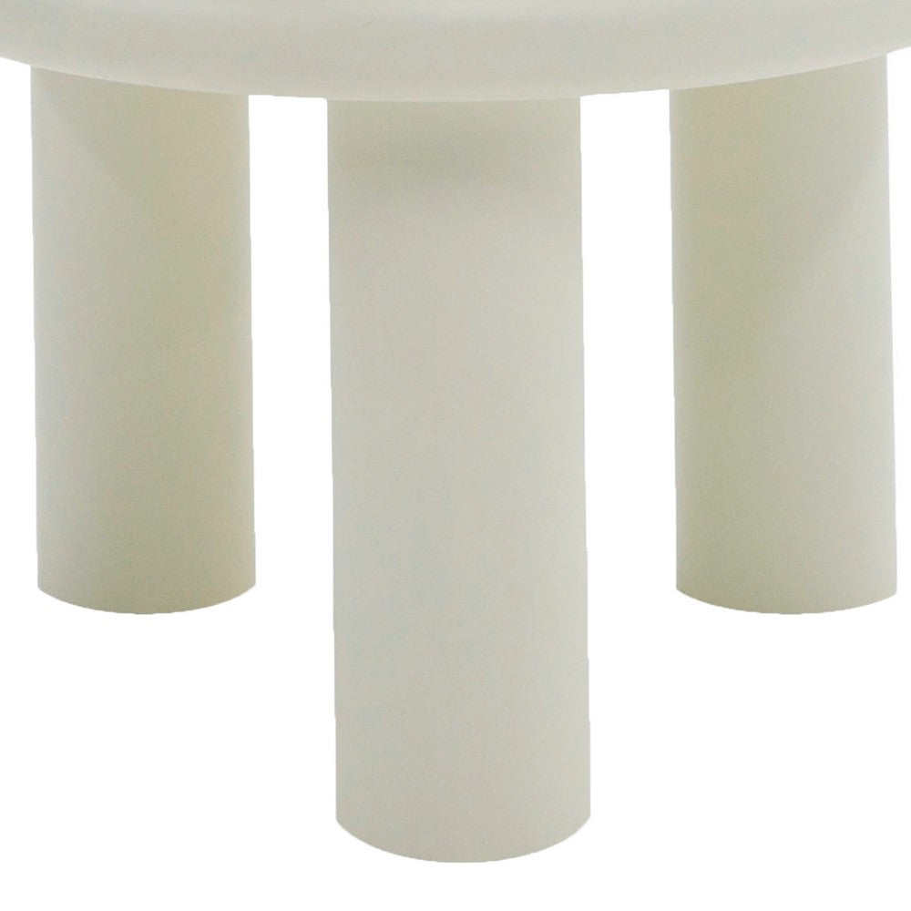 Cid Finley 20 Inch Side End Table, Round Tiered Design, White Gloss Wood
