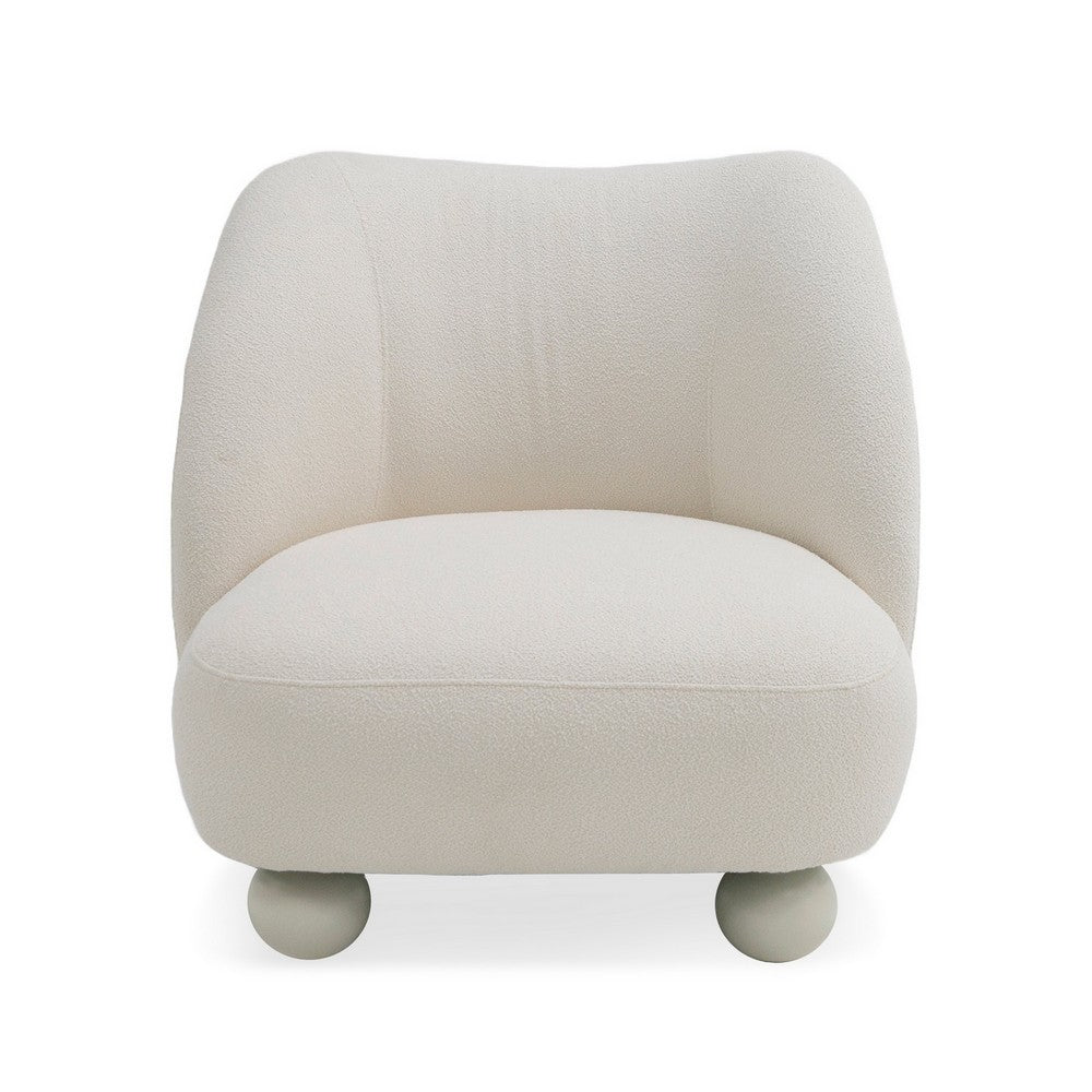Reno Loy 31 Inch Accent Chair, White Polyester, Modern Round Legs