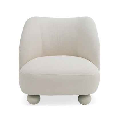 Reno Loy 31 Inch Accent Chair, White Polyester, Modern Round Legs