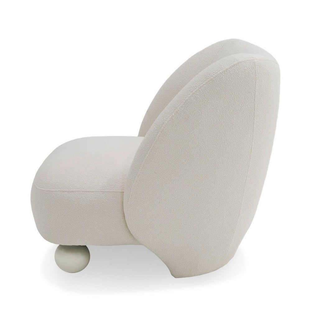Reno Loy 31 Inch Accent Chair, White Polyester, Modern Round Legs