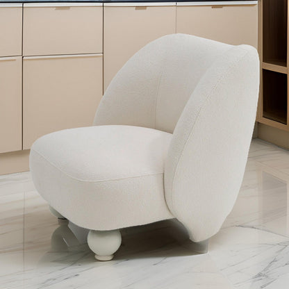 Reno Loy 31 Inch Accent Chair, White Polyester, Modern Round Legs