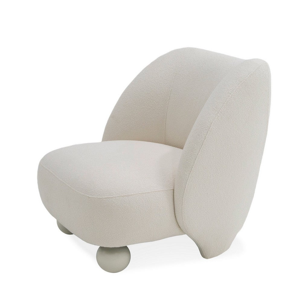 Reno Loy 31 Inch Accent Chair, White Polyester, Modern Round Legs