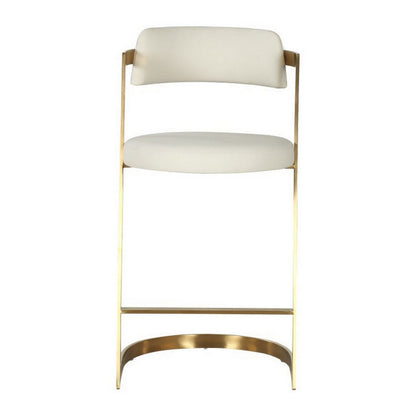 Cid Sandra Counter Height Stool Chair, Beige Pleather, Gold Steel Frame
