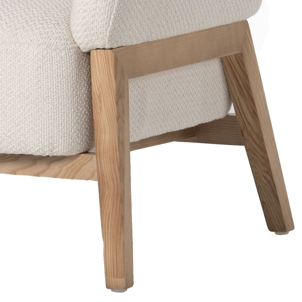 Reno Gis 33 Inch Accent Chair, Off White Fabric, Foam, Solid Wood Frame