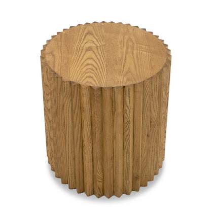 Cid Eliott 20 Inch Side End Table, Round, Walnut Brown Solid Poplar Wood