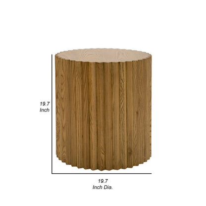 Cid Eliott 20 Inch Side End Table, Round, Walnut Brown Solid Poplar Wood