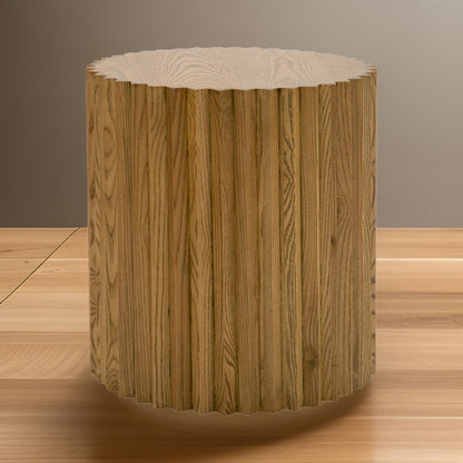 Cid Eliott 20 Inch Side End Table, Round, Walnut Brown Solid Poplar Wood