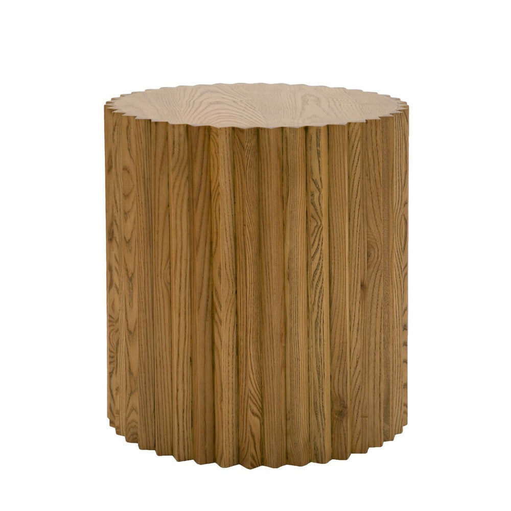 Cid Eliott 20 Inch Side End Table, Round, Walnut Brown Solid Poplar Wood