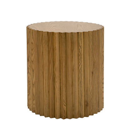 Cid Eliott 20 Inch Side End Table, Round, Walnut Brown Solid Poplar Wood