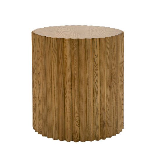 Cid Eliott 20 Inch Side End Table, Round, Walnut Brown Solid Poplar Wood