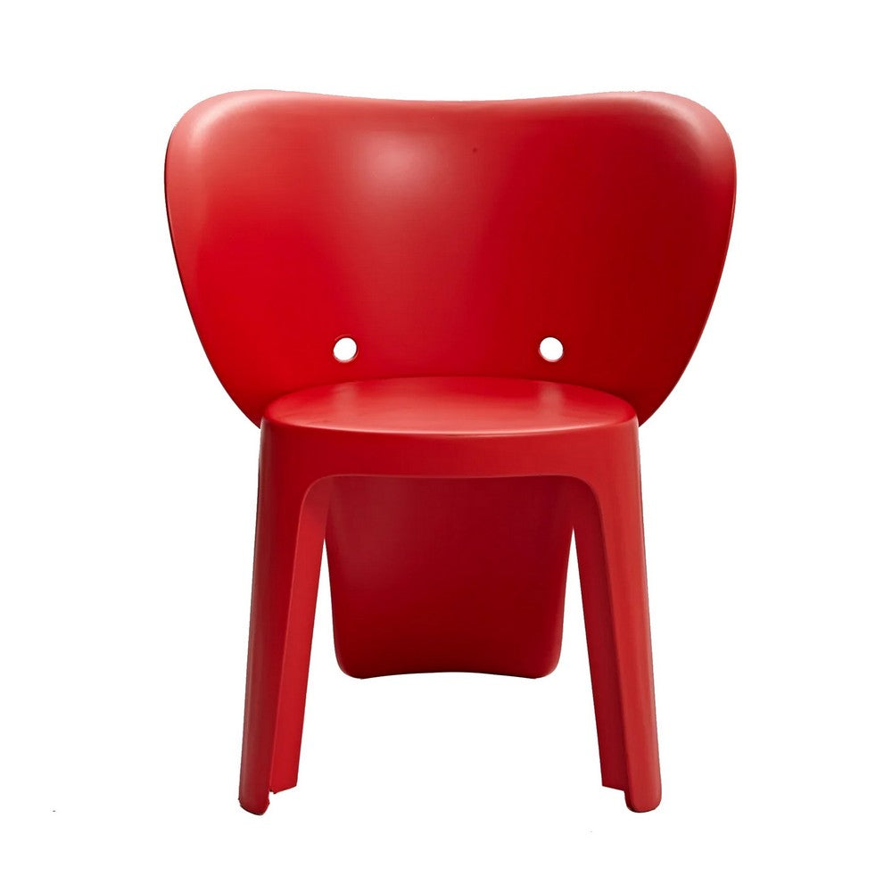 Fyna 16 Inch Kids Chair Set of 4, Curved Back, Elephant Trunk Design, Red