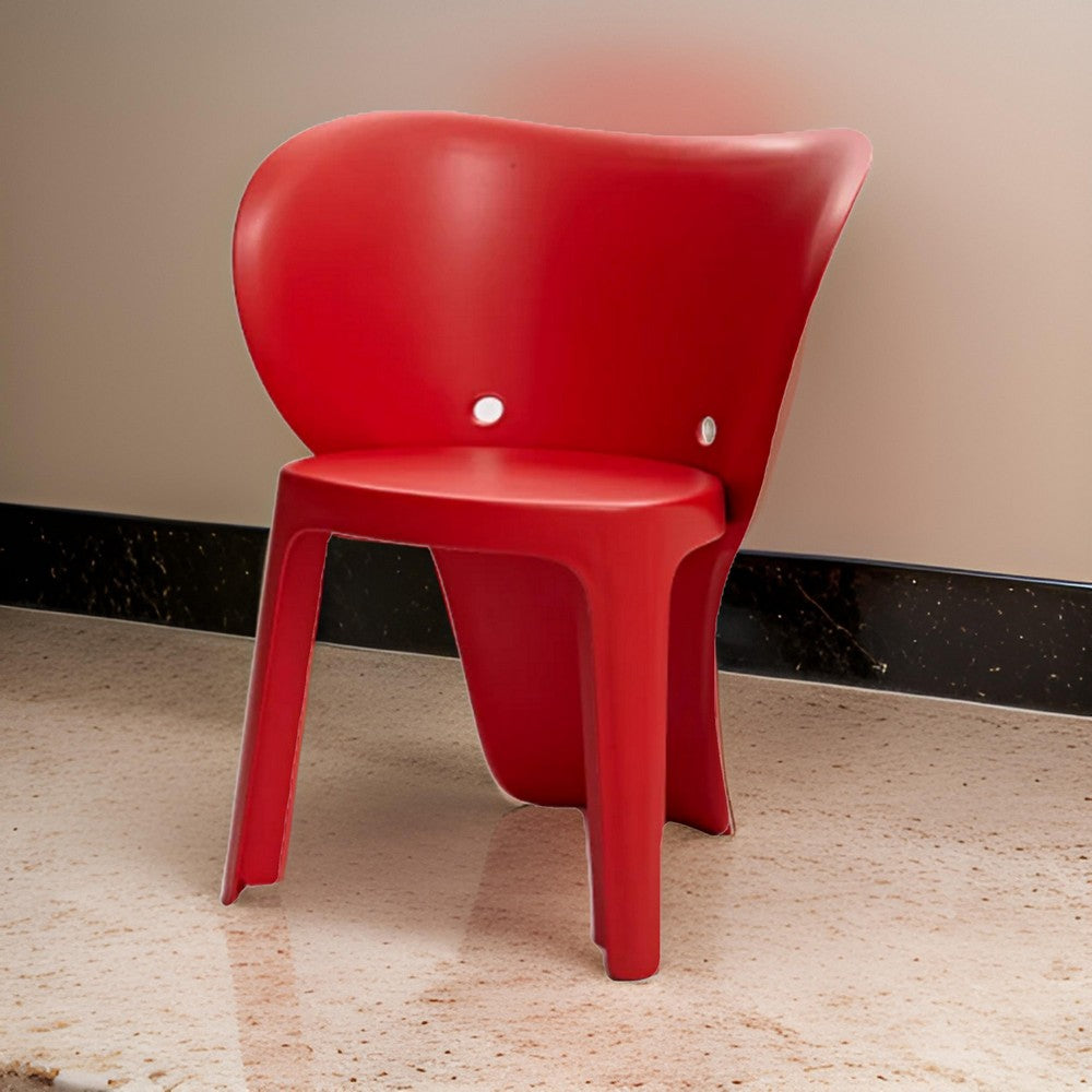 Fyna 16 Inch Kids Chair Set of 4, Curved Back, Elephant Trunk Design, Red