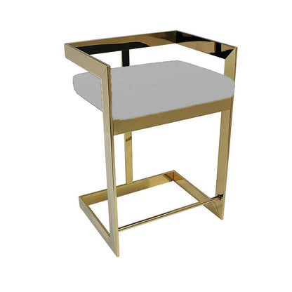 Boly 26 Inch Counter Stool Chair, Cushioned Gray Velvet, Gold Cantilever