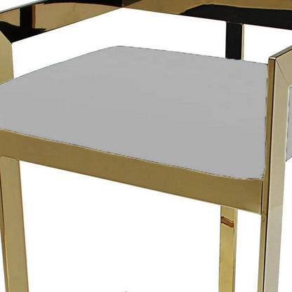 Gei Counter Stool Chair, Low Back, Gray Velvet, Cantilever Gold Metal Frame