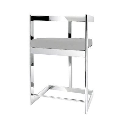Gei 26 Inch Counter Stool Chair, Low Back, Gray Velvet, Cantilever Chrome