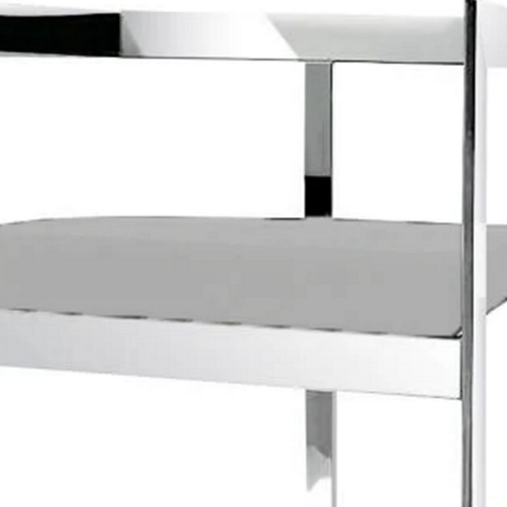 Gei 26 Inch Counter Stool Chair, Low Back, Gray Velvet, Cantilever Chrome