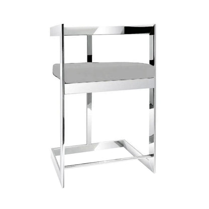 Gei 26 Inch Counter Stool Chair, Low Back, Gray Velvet, Cantilever Chrome