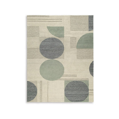 Laen 8 x 10 Large Area Rug, Hand Tufted Geometric Shapes, Gray Wool