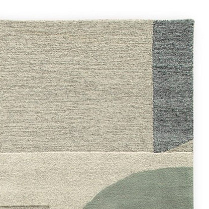 Laen 8 x 10 Large Area Rug, Hand Tufted Geometric Shapes, Gray Wool