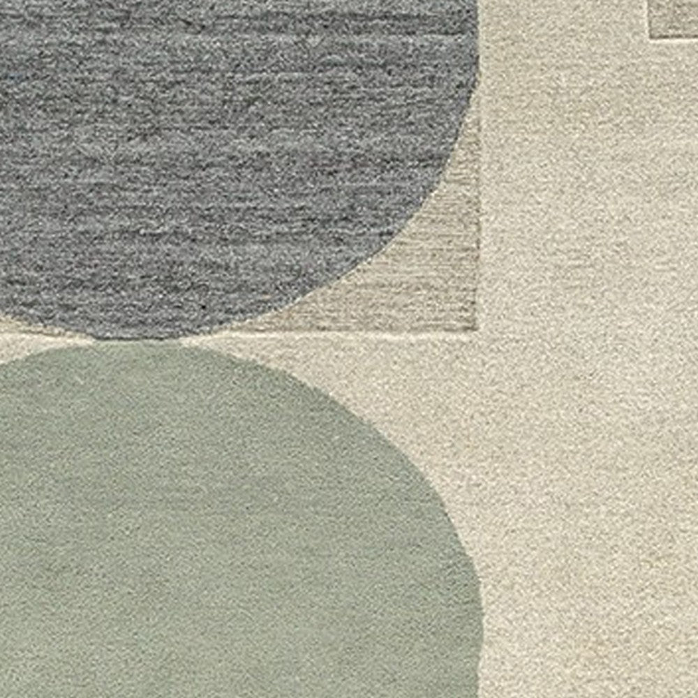Laen 8 x 10 Large Area Rug, Hand Tufted Geometric Shapes, Gray Wool