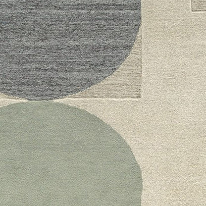 Laen 8 x 10 Large Area Rug, Hand Tufted Geometric Shapes, Gray Wool