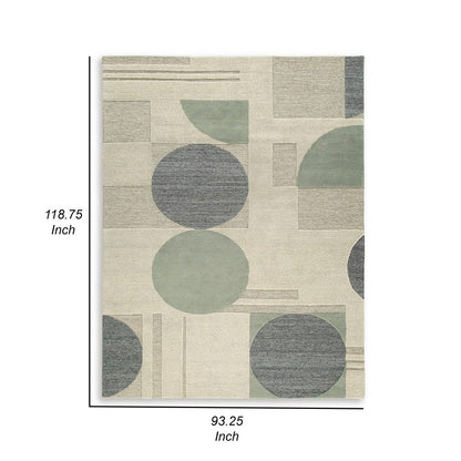Laen 8 x 10 Large Area Rug, Hand Tufted Geometric Shapes, Gray Wool