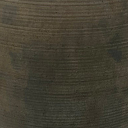 Leyn 15 Inch Antique Flower Vase, Urn Shaped Home Decor Piece, Gray Ceramic