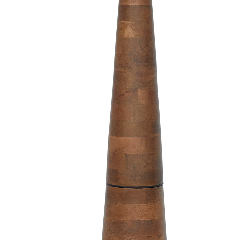 Seya 58 Inch Floor Lamp, Empire Fabric Shade, Tapered Brown Wood Base