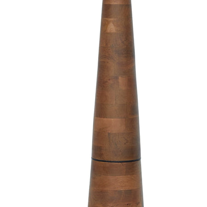 Seya 58 Inch Floor Lamp, Empire Fabric Shade, Tapered Brown Wood Base
