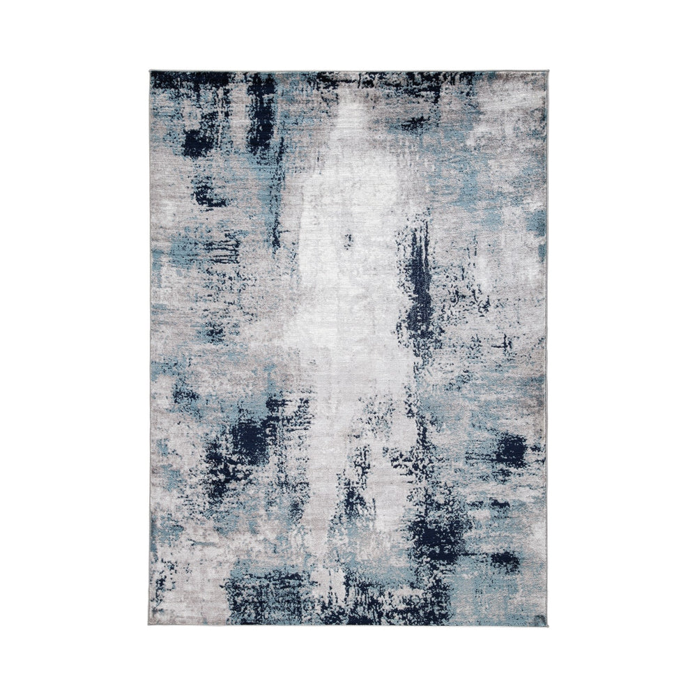 Nel 8 x 10 Large Area Rug, Machine Woven Abstract Design, Blue White