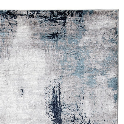 Nel 8 x 10 Large Area Rug, Machine Woven Abstract Design, Blue White