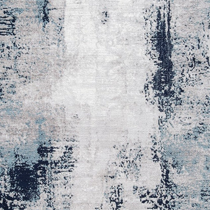 Nel 8 x 10 Large Area Rug, Machine Woven Abstract Design, Blue White