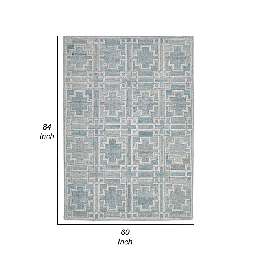 Lesy 5 x 7 Medium Area Rug, Hand Tufted Geometric Design, Gray