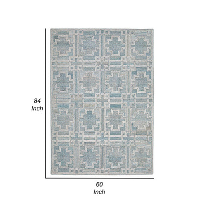 Lesy 5 x 7 Medium Area Rug, Hand Tufted Geometric Design, Gray