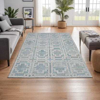 Lesy 5 x 7 Medium Area Rug, Hand Tufted Geometric Design, Gray
