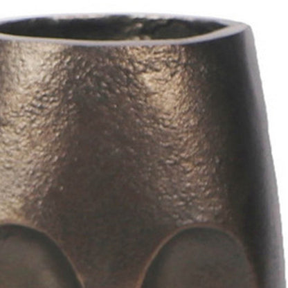 Anea Flower Vase, Face Design, Pedestal Base, Textured Bronze Finish