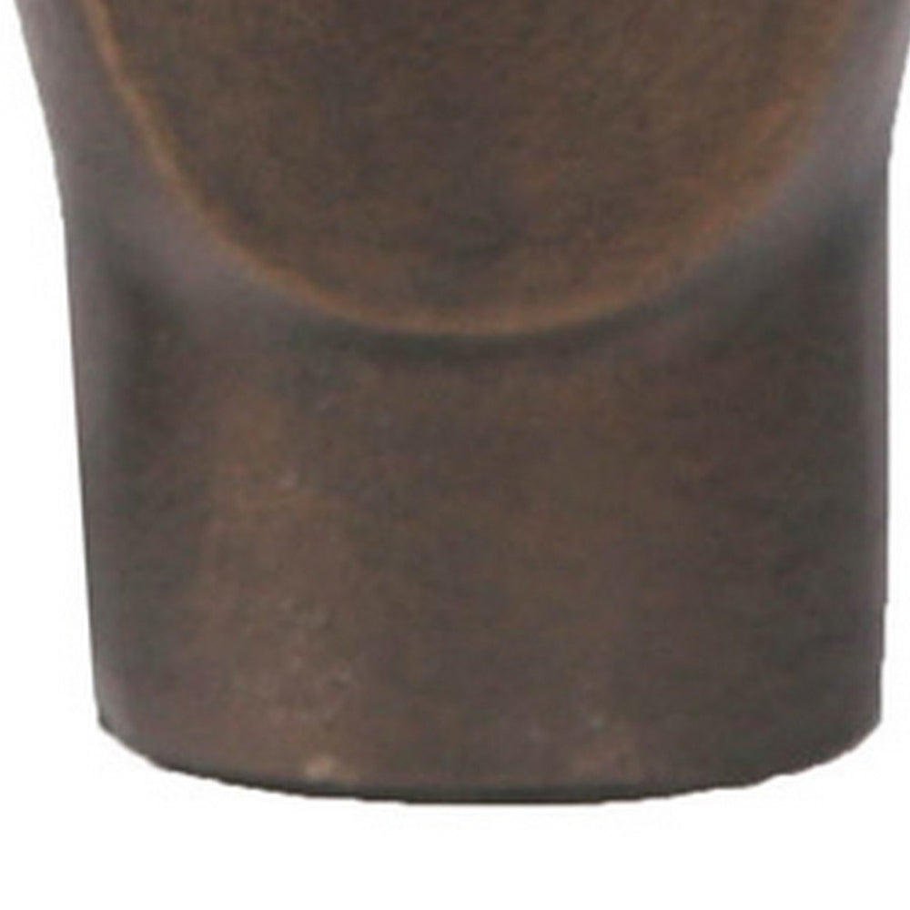 Anea Flower Vase, Face Design, Pedestal Base, Textured Bronze Finish