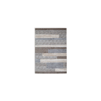 Beny 5 x 7 Medium Area Rug, Abstract Stripe Pattern, Gray, Brown