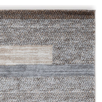Beny 5 x 7 Medium Area Rug, Abstract Stripe Pattern, Gray, Brown