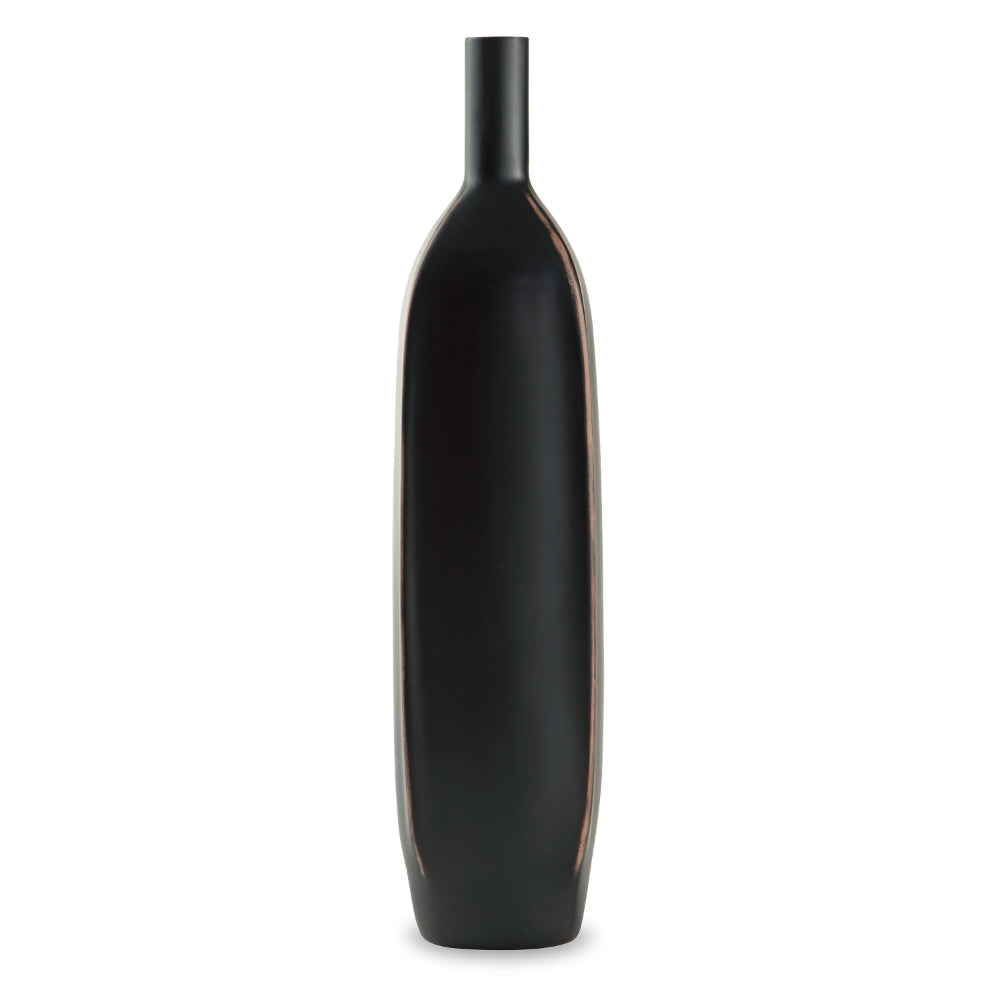 Troy 16 Inch Flower Vase, Home Decor Accessory Piece, Black Polyresin