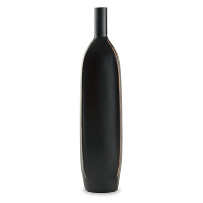 Troy 16 Inch Flower Vase, Home Decor Accessory Piece, Black Polyresin