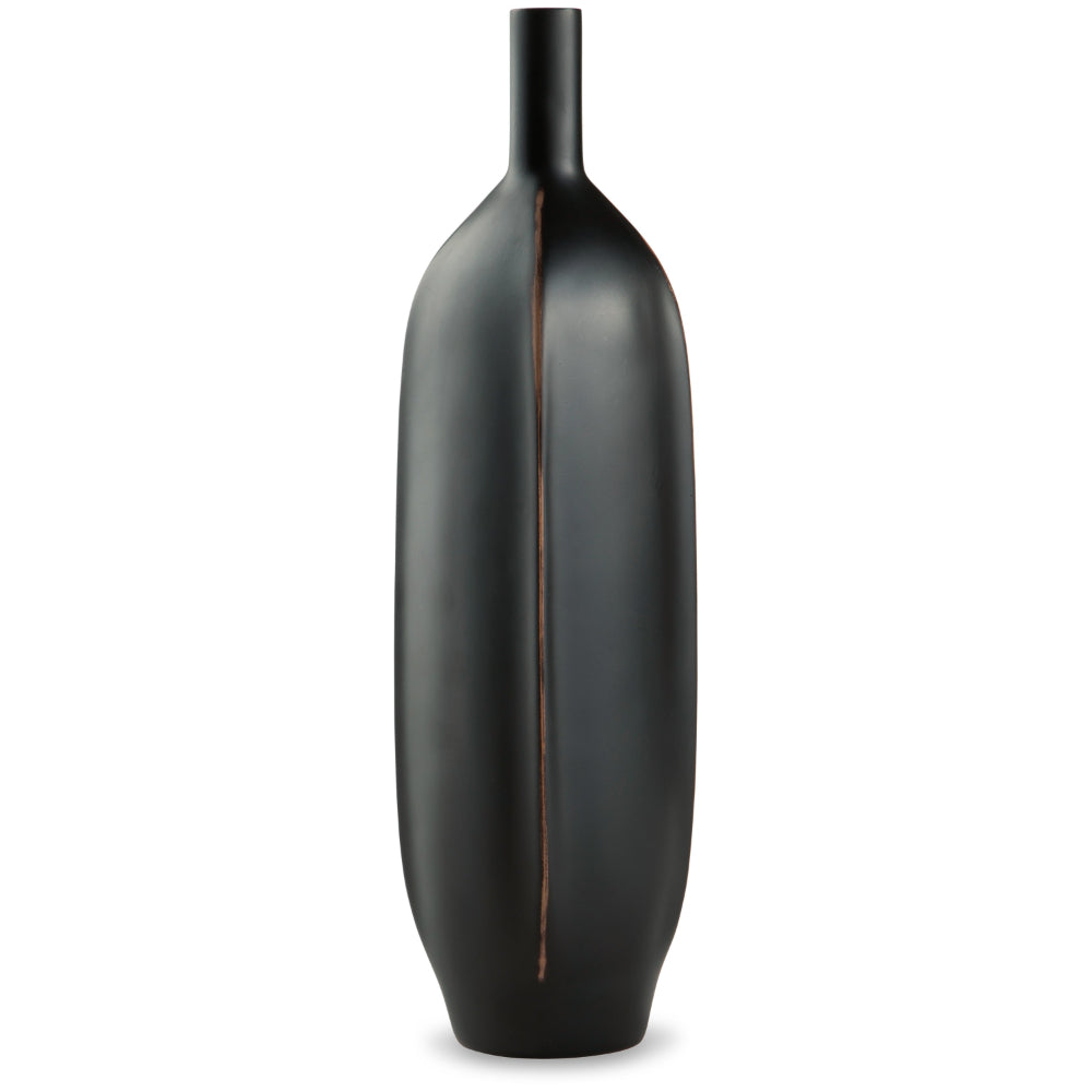Troy 16 Inch Flower Vase, Home Decor Accessory Piece, Black Polyresin
