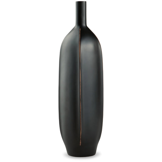 Troy 16 Inch Flower Vase, Home Decor Accessory Piece, Black Polyresin