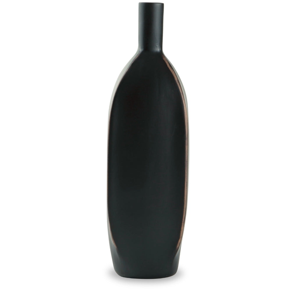 Troy 9 Inch Flower Vase, Home Decor Accessory Piece, Black Polyresin