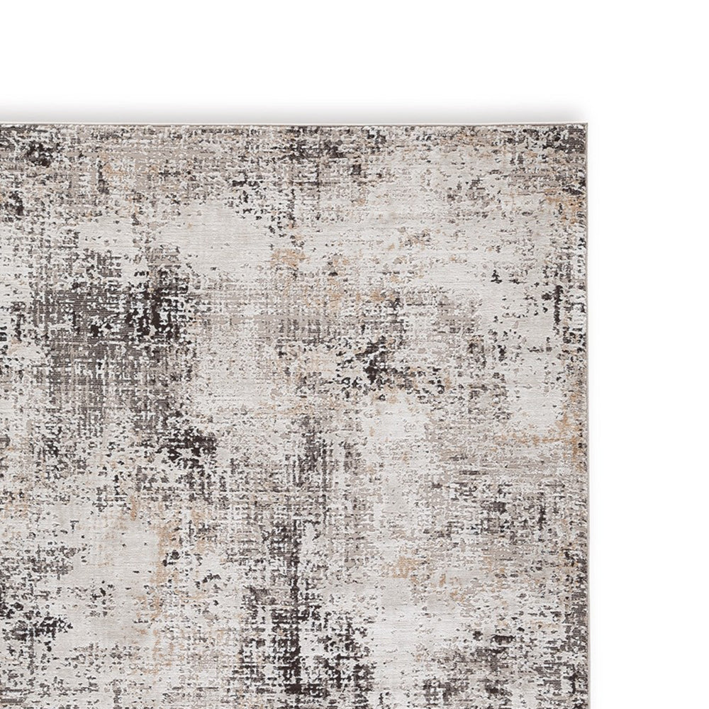 Elanor 5 x 7 Area Rug, Modern Abstract Design, Gray Polyester
